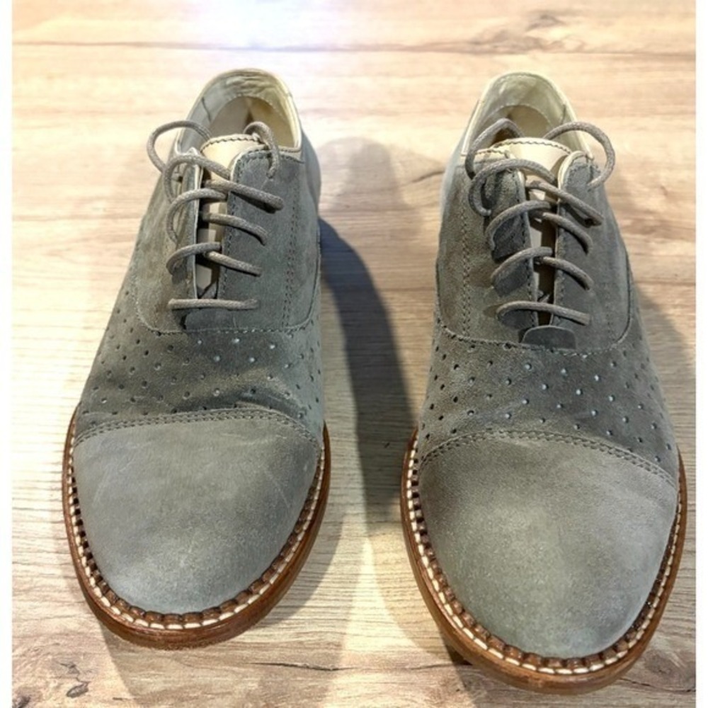 Triver Flight womens Italian suede green oxfords work travel casual 5.5
